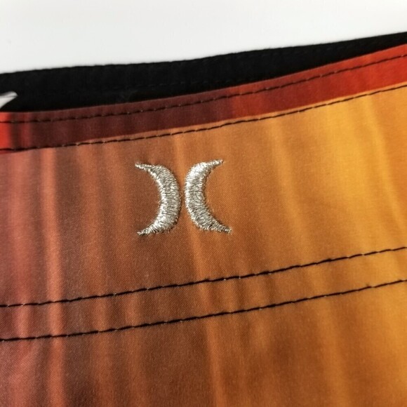 NEW Hurley Phantom Sunset Orange Red Flame Striped Surf Swim Board Shorts 36 Men - Picture 5 of 10